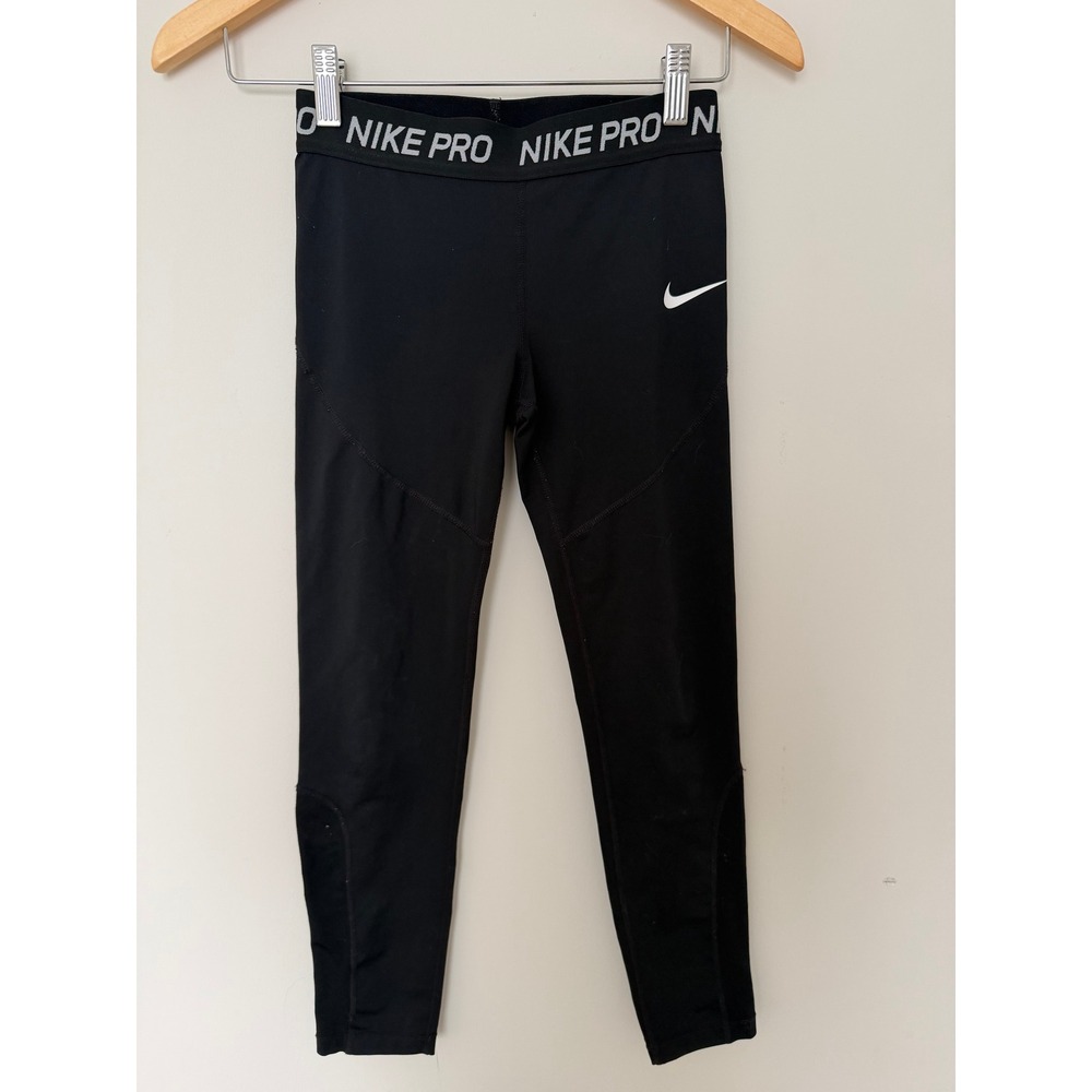 Nike Leggings Girls M Pro Dri-FIT Black Mesh Panel Athletic Tights Excellent